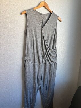 Time and Tru Gray Sleeveless Draped Jumpsuit